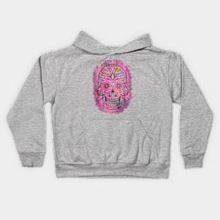 Pink Sugar Skull -Grunge- Day of the Dead Kids Hoodie